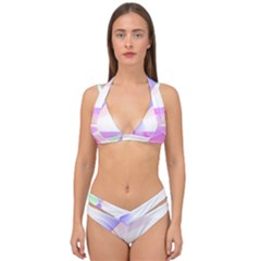 Abstract T- Shirt Purple Minimalistic Abstract Digital Art T- Shirt Double Strap Halter Bikini Set by maxcute