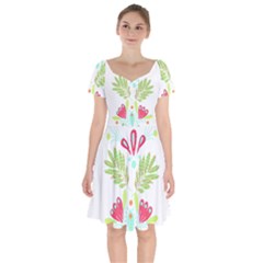 Batik T- Shirt Batik Flowers Pattern T- Shirt Short Sleeve Bardot Dress by maxcute