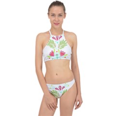 Batik T- Shirt Batik Flowers Pattern T- Shirt Racer Front Bikini Set by maxcute