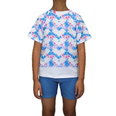 Bats Pattern T- Shirt White Bats And Bows Blue Pink T- Shirt Kids  Short Sleeve Swimwear by maxcute