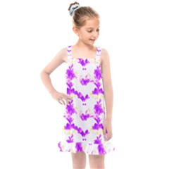 Bats Pattern T- Shirt White Bats And Bows Pink Yellow T- Shirt Kids  Overall Dress by maxcute