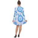 Blue Flowers T- Shirt Blue Psychedelic Floral Power Pattern T- Shirt Long Sleeve Panel Dress View2