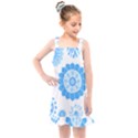 Blue Flowers T- Shirt Blue Psychedelic Floral Power Pattern T- Shirt Kids  Overall Dress View1