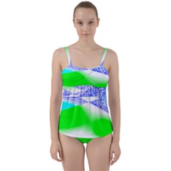 Blue Green Black Abstract Art T- Shirt Blue Green Black Abstract Art T- Shirt Twist Front Tankini Set by maxcute