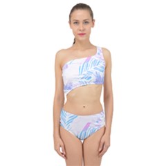 Blue T- Shirt Blue Tropical Pattern T- Shirt Spliced Up Two Piece Swimsuit by maxcute