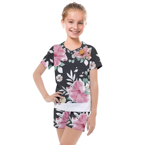 Botanical T- Shirt Botanical Graceful Pattern T- Shirt Kids  Mesh Tee And Shorts Set by maxcute