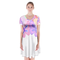 Butterflies T- Shirt Kaleidoscope Of Butterflies T- Shirt Short Sleeve V-neck Flare Dress by maxcute