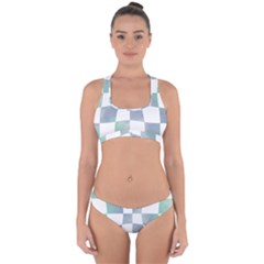 Checkerboard T- Shirt Psychedelic Watercolor Check Aqua T- Shirt Cross Back Hipster Bikini Set by maxcute