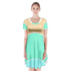 Circle T- Shirt Geo Metric Hues T- Shirt Short Sleeve V-neck Flare Dress by maxcute