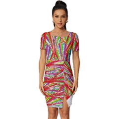 Colorful Design T- Shirt Bright Shells  T- Shirt Fitted Knot Split End Bodycon Dress by maxcute