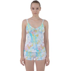 Fashion T- Shirt Fashion Tropical Pattern T- Shirt Tie Front Two Piece Tankini