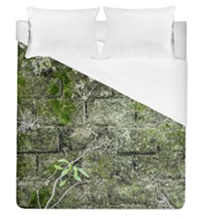 Old Stone Exterior Wall With Moss Duvet Cover (queen Size) by dflcprintsclothing