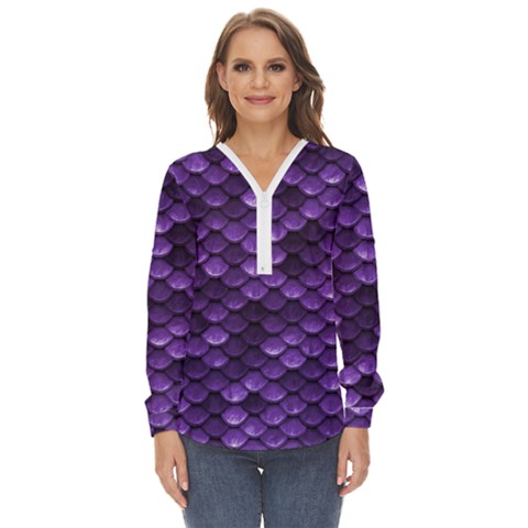 Purple Scales! Zip Up Long Sleeve Blouse by fructosebat