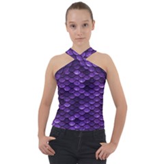 Purple Scales! Cross Neck Velour Top by fructosebat