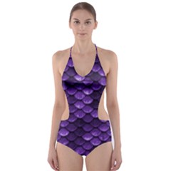 Purple Scales! Cut-out One Piece Swimsuit by fructosebat