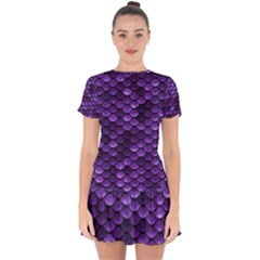 Purple Scales! Drop Hem Mini Chiffon Dress by fructosebat