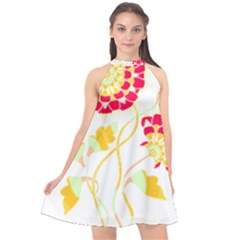 Flowers Art T- Shirtflowers T- Shirt (15) Halter Neckline Chiffon Dress  by maxcute