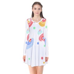 Flowers Art T- Shirtflowers T- Shirt (3) Long Sleeve V-neck Flare Dress by maxcute