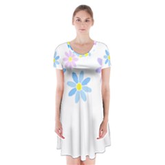 Flowers Illustration T- Shirtflowers T- Shirt (9) Short Sleeve V-neck Flare Dress by maxcute