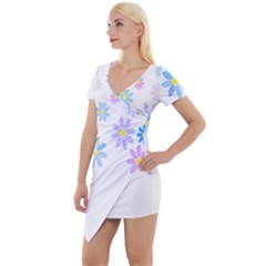 Flowers Illustration T- Shirtflowers T- Shirt (9) Short Sleeve Asymmetric Mini Dress by maxcute