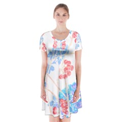 Flowers Pattern T- Shirtflower Pattern Design Drawing T- Shirt Short Sleeve V-neck Flare Dress by maxcute