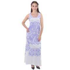 Flowers T- Shirt Blue Zentangles Pattern T- Shirt Sleeveless Velour Maxi Dress by maxcute