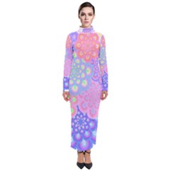 Flowers T- Shirt Flower Bouquet Pink, Purple, Blue T- Shirt Turtleneck Maxi Dress by maxcute