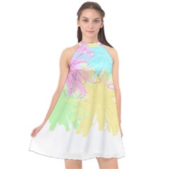 Flowers T- Shirt Just Flowers T- Shirt Halter Neckline Chiffon Dress  by maxcute