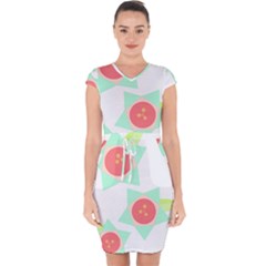 Flowers T- Shirt Modern Geometric Flowers T- Shirt Capsleeve Drawstring Dress  by maxcute