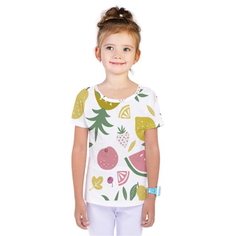 Fruits T- Shirt Funny Summer Fruits Collage Fruit Bright Colors T- Shirt Kids  One Piece Tee by maxcute