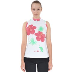 Hawaii T- Shirt Hawaii Flower Fashion T- Shirt Mock Neck Shell Top by maxcute