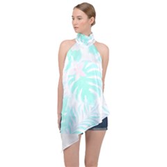 Hawaii T- Shirt Hawaii Forest Pattern T- Shirt Halter Asymmetric Satin Top by maxcute