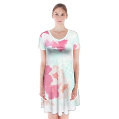 Hawaii T- Shirt Hawaii Lis Flowers Trend T- Shirt Short Sleeve V-neck Flare Dress by maxcute