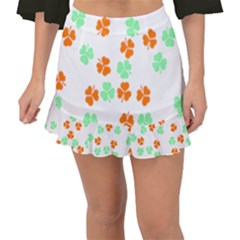 Irish T- Shirt Shamrock Pattern In Green White Orange T- Shirt Fishtail Mini Chiffon Skirt by maxcute