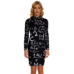 E=mc2 Text Science Albert Einstein Formula Mathematics Physics Long Sleeve Shirt Collar Bodycon Dress by Jancukart