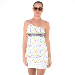 Pattern T- Shirt Corazones Coloridos T- Shirt One Soulder Bodycon Dress by maxcute