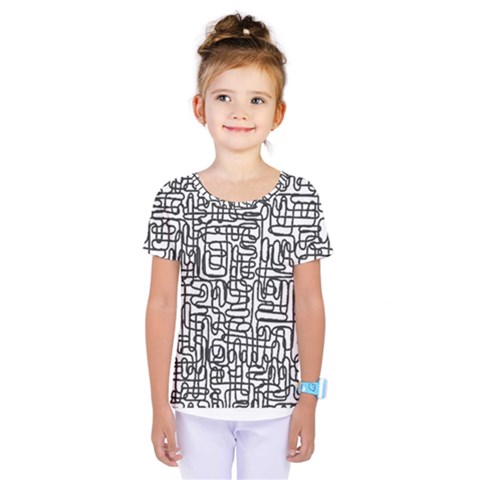 Pattern T- Shirt One Line - Black T- Shirt Kids  One Piece Tee by maxcute