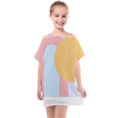 Rainbow T- Shirt Blue Rainbow Arc With Sun T- Shirt Kids  One Piece Chiffon Dress by maxcute