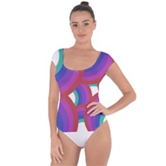 Rainbow T- Shirt Psychedelic Rainbow T- Shirt Short Sleeve Leotard  by maxcute