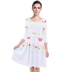 Spring T- Shirt Spring Flowers T- Shirt Quarter Sleeve Waist Band Dress by maxcute