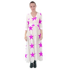 Stars T- Shirt Star Pattern - Pink T- Shirt Button Up Maxi Dress by maxcute