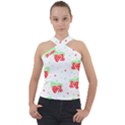 Strawberry T- Shirt S T R A W B E R R Y P A T T E R N T- Shirt Cross Neck Velour Top View1