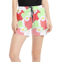 Strawberry T- Shirt Strawberries And Blossoms T- Shirt Women s Runner Shorts by maxcute