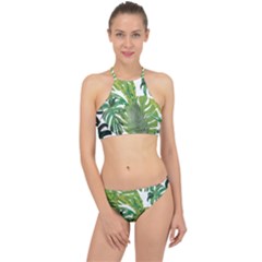 Tropical Jungle Leaf T- Shirt J U N G L E T R O P I C A L P A T T E R N T- Shirt Racer Front Bikini Set by maxcute