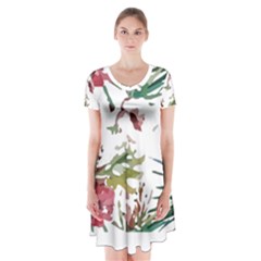 Tropical T- Shirt Tropical Bright Woods T- Shirt Short Sleeve V-neck Flare Dress by maxcute