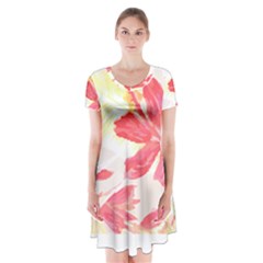 Tropical T- Shirt Tropical Creative Hawaiian T- Shirt Short Sleeve V-neck Flare Dress by maxcute