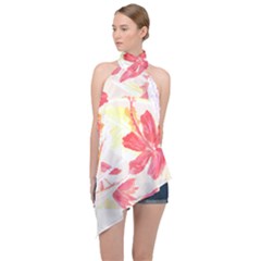 Tropical T- Shirt Tropical Creative Hawaiian T- Shirt Halter Asymmetric Satin Top by maxcute