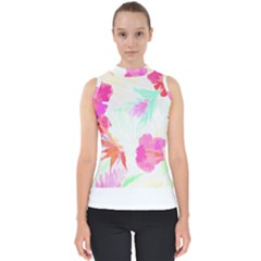 Tropical T- Shirt Tropical Fascinating Foliage T- Shirt Mock Neck Shell Top by maxcute