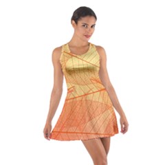 Orange Leaves Colorful Transparent Texture Of Natural Background Cotton Racerback Dress by Jancukart