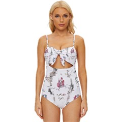 Tropical T- Shirt Tropical Garden Garden T- Shirt Knot Front One-piece Swimsuit by maxcute